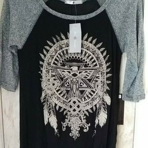 Blu Planet Tribal 3/4 Sleeve Top